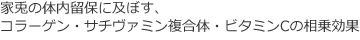 家兎の体内留保に及ぼす、コラーゲン・サチヴァミン複合体・ビタミンCの相乗効果